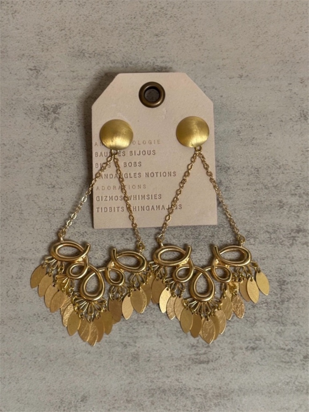 Anthropologie Gold Chandelier Earrings